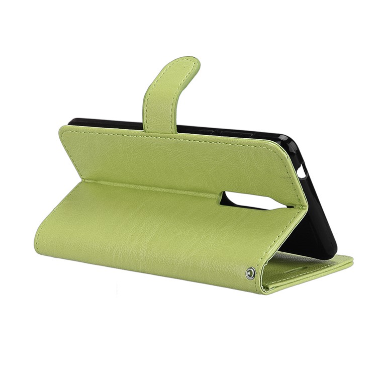 Pure Color Crazy Horse Wallet Stand Protective Leather Cell Phone Case for Nokia 5 - Green-14