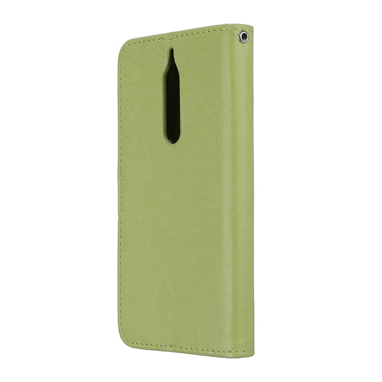 Pure Color Crazy Horse Wallet Stand Protective Leather Cell Phone Case for Nokia 5 - Green-8