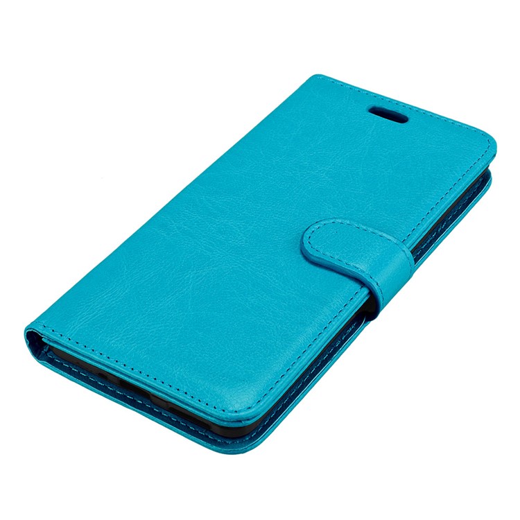 Pure Color Crazy Horse Wallet Stand Protective Leather Mobile Phone Cover for Nokia 5 - Blue-11