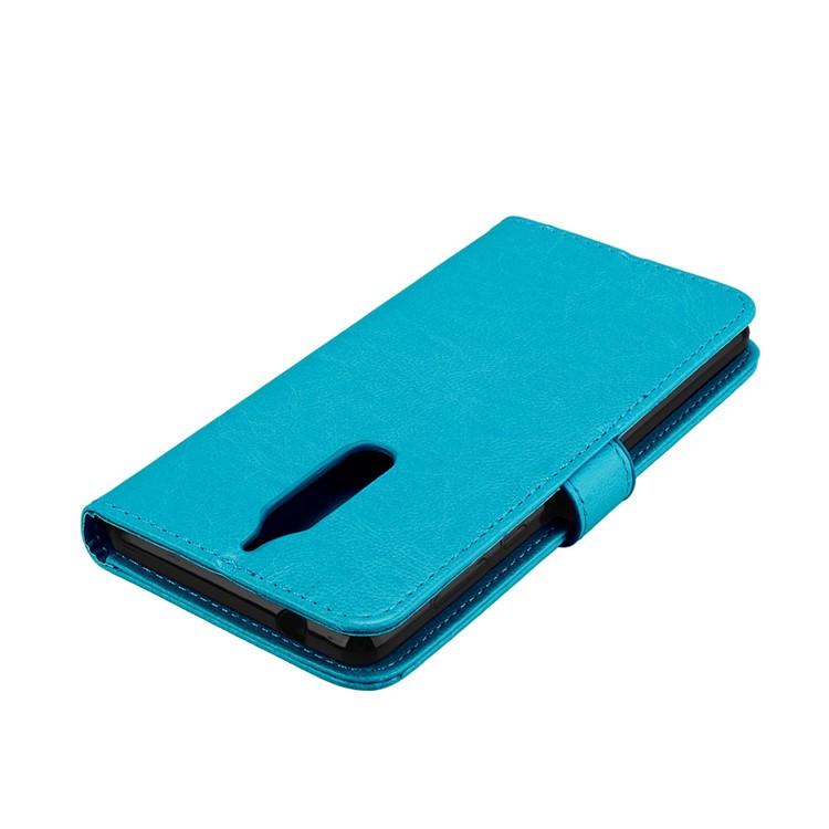 Pure Color Crazy Horse Wallet Stand Protective Leather Mobile Phone Cover for Nokia 5 - Blue-12