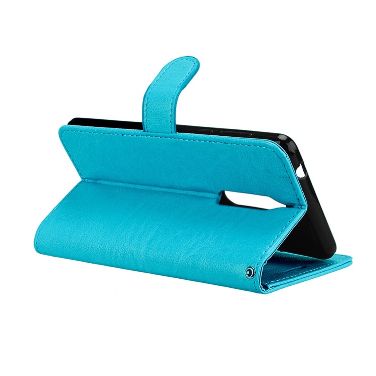 Pure Color Crazy Horse Wallet Stand Protective Leather Mobile Phone Cover for Nokia 5 - Blue-14