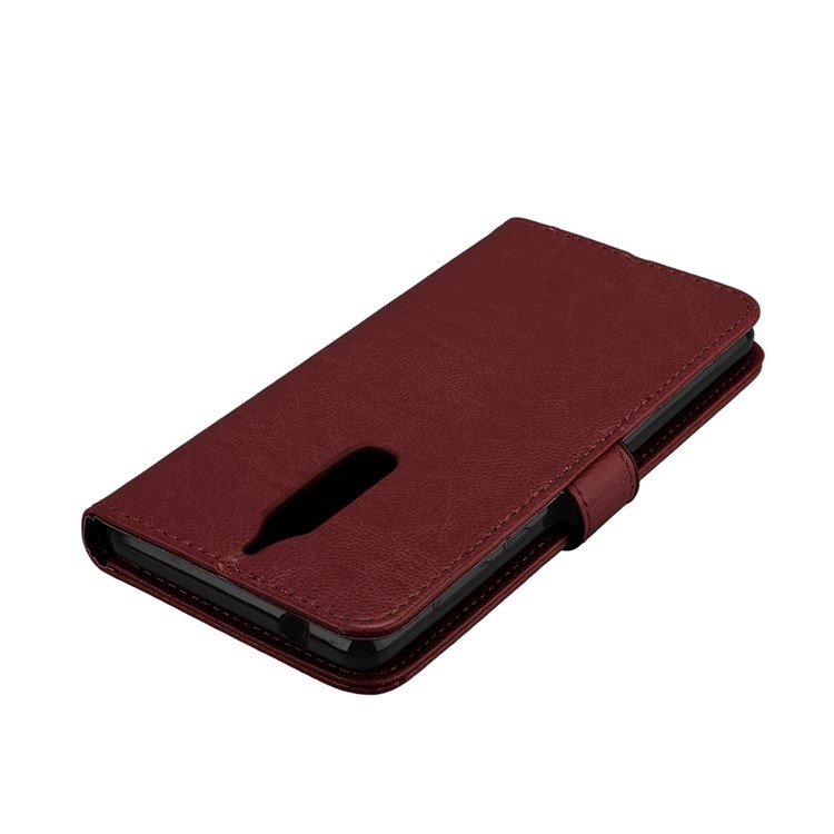 Pure Color Crazy Horse Wallet Stand Protective Leather Cell Phone Cover for Nokia 5 - Brown-12