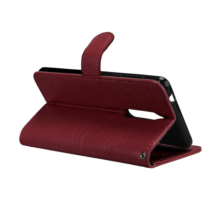 Pure Color Crazy Horse Wallet Stand Protective Leather Cell Phone Cover for Nokia 5 - Brown-14