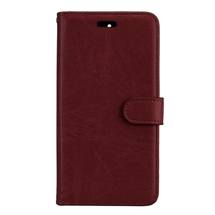 Pure Color Crazy Horse Wallet Stand Protective Leather Cell Phone Cover for Nokia 5 - Brown-4