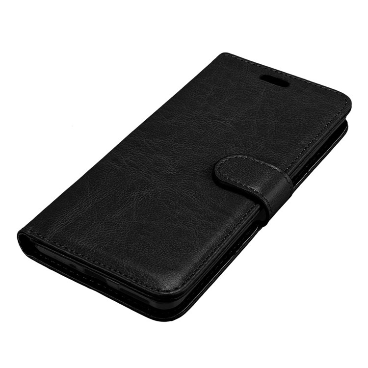 Pure Color Crazy Horse Wallet Stand Protective Leather Case for Nokia 6 - Black-11