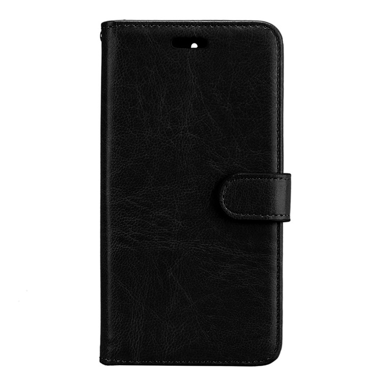 Pure Color Crazy Horse Wallet Stand Protective Leather Case for Nokia 6 - Black-4
