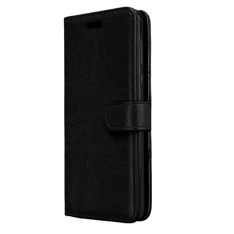Pure Color Crazy Horse Wallet Stand Protective Leather Case for Nokia 6 - Black-7