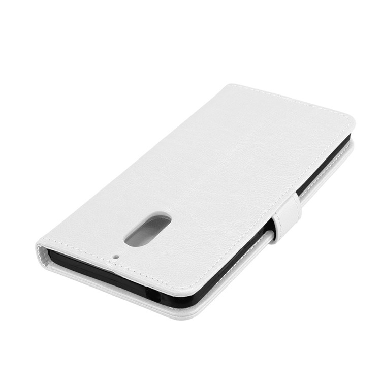 Pure Color Crazy Horse Wallet Stand Protective Leather Cover for Nokia 6 - White-12