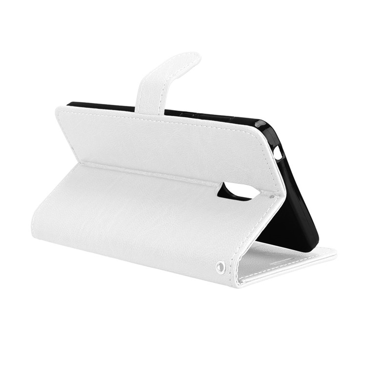 Pure Color Crazy Horse Wallet Stand Protective Leather Cover for Nokia 6 - White-14
