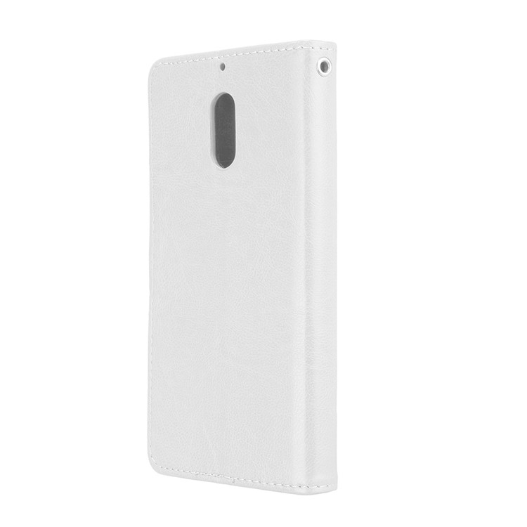 Pure Color Crazy Horse Wallet Stand Protective Leather Cover for Nokia 6 - White-8
