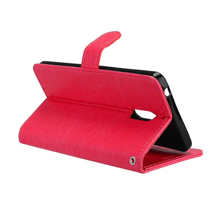 Pure Color Crazy Horse Wallet Stand Protective Leather Shell for Nokia 6 - Red-14