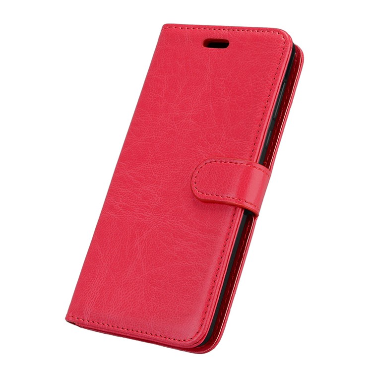 Pure Color Crazy Horse Wallet Stand Protective Leather Shell for Nokia 6 - Red-6