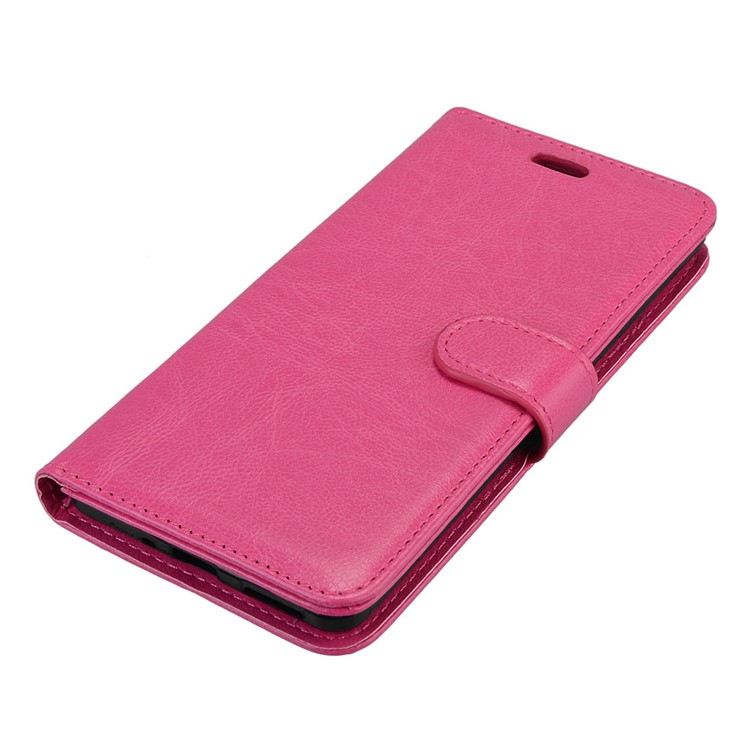 Pure Color Crazy Horse Wallet Stand Protective Leather Mobile Phone Case for Nokia 6 - Rose-11