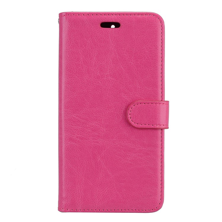 Pure Color Crazy Horse Wallet Stand Protective Leather Mobile Phone Case for Nokia 6 - Rose-4
