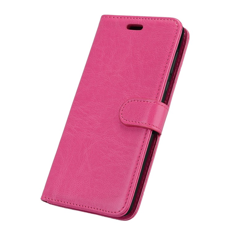 Pure Color Crazy Horse Wallet Stand Protective Leather Mobile Phone Case for Nokia 6 - Rose-6