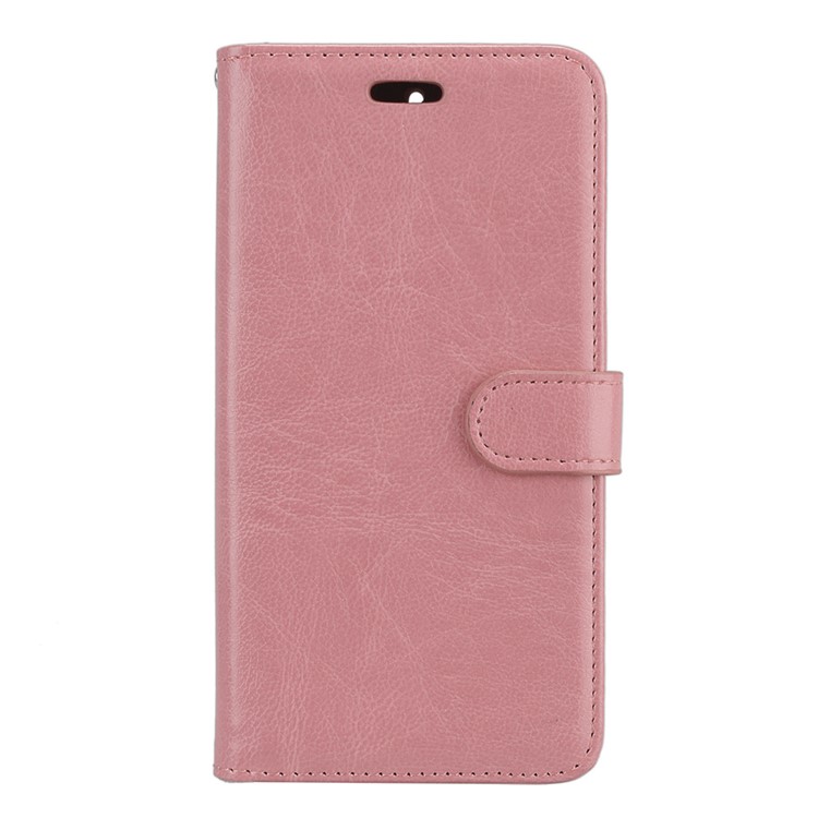 Pure Color Crazy Horse Wallet Stand Protective Leather Casing for Nokia 6 - Pink-4