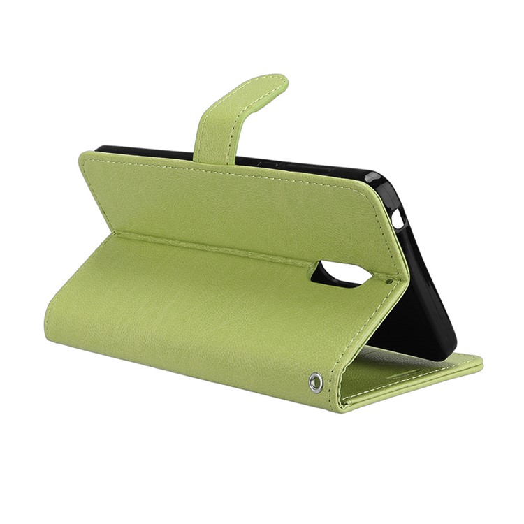 Pure Color Crazy Horse Wallet Stand Protective Leather Cell Phone Case for Nokia 6 - Green-14