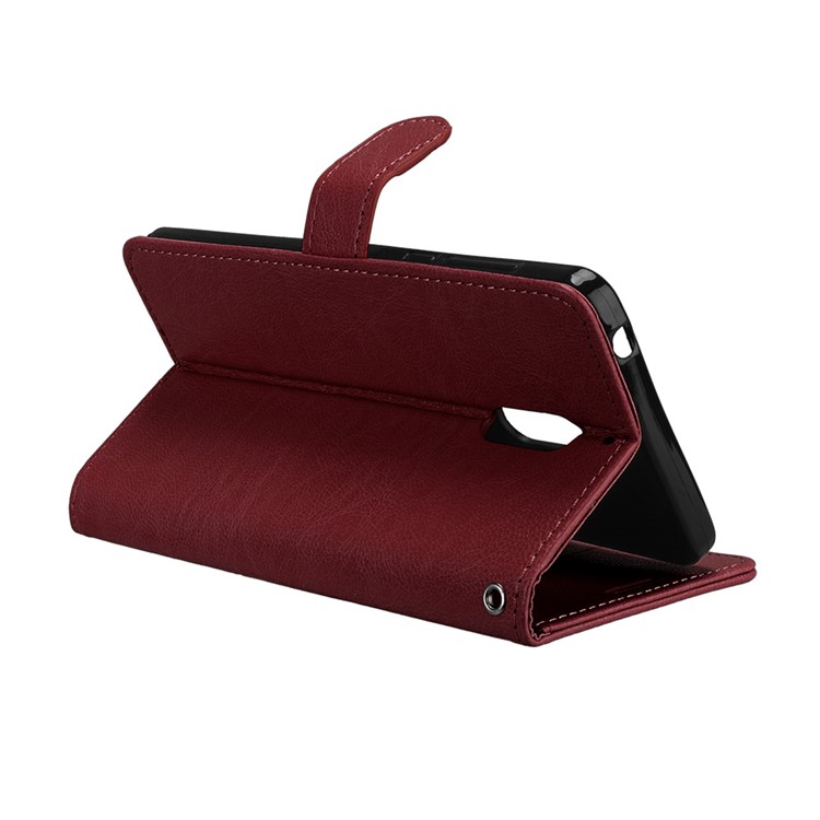 Pure Color Crazy Horse Wallet Stand Protective Leather Cell Phone Cover for Nokia 6 - Brown-14