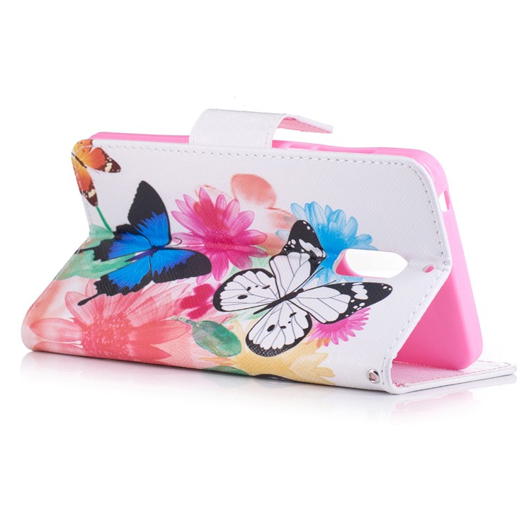 Pattern Printing Leather Wallet Case for Nokia 6 - Vivid Butterflies-4