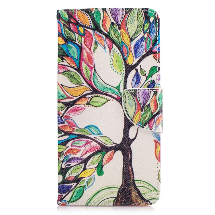 Pattern Printing Leather Wallet Cover for Nokia 6 - Colorized Tree-2
