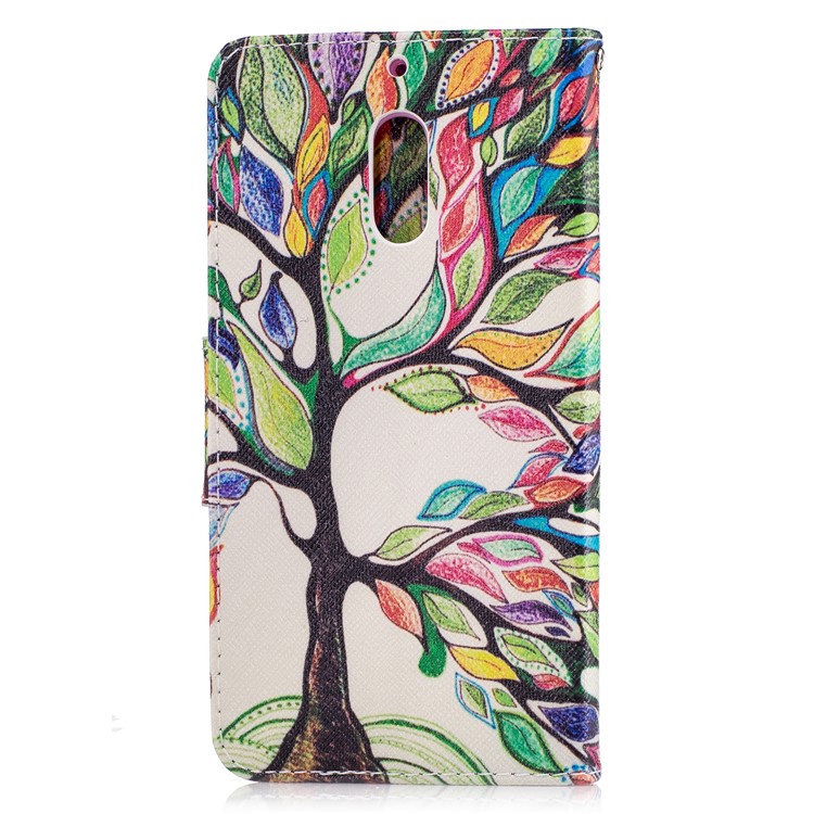 Pattern Printing Leather Wallet Cover for Nokia 6 - Colorized Tree-3