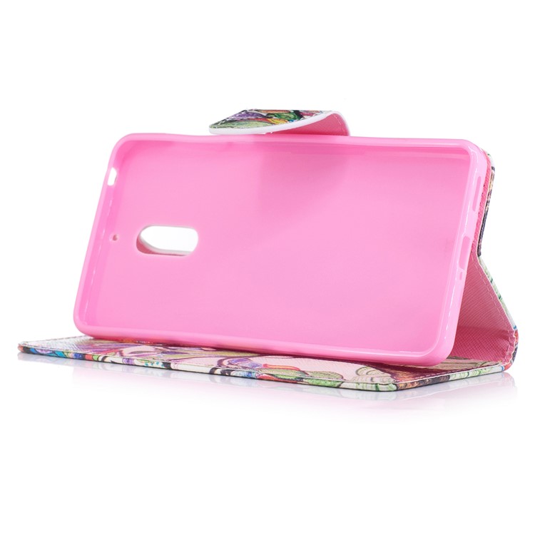 Pattern Printing Leather Wallet Cover for Nokia 6 - Colorized Tree-5