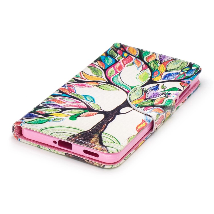 Pattern Printing Leather Wallet Cover for Nokia 6 - Colorized Tree-6