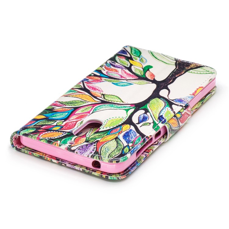 Pattern Printing Leather Wallet Cover for Nokia 6 - Colorized Tree-7