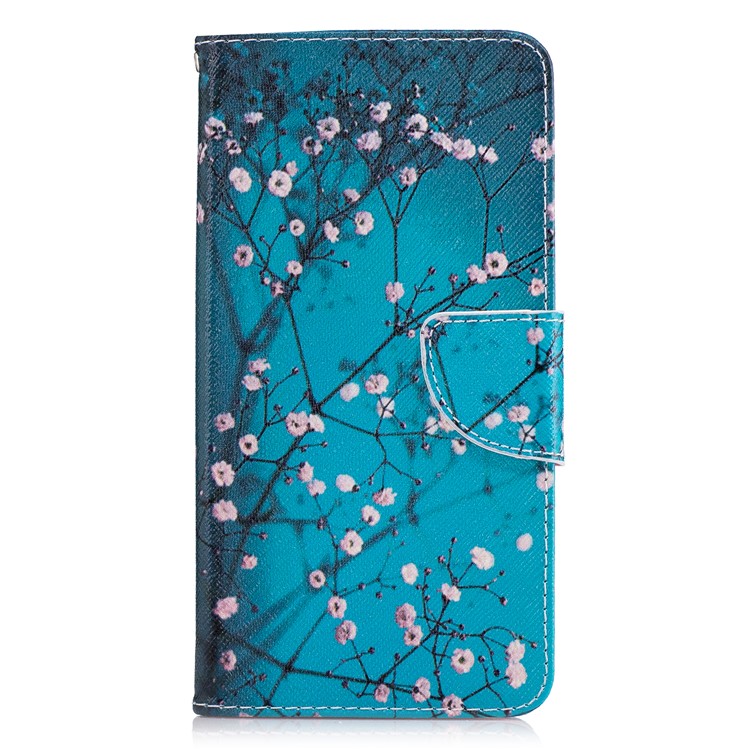 Pattern Printing Leather Card Holder Case for Nokia 6 - Tree with Flowers-2