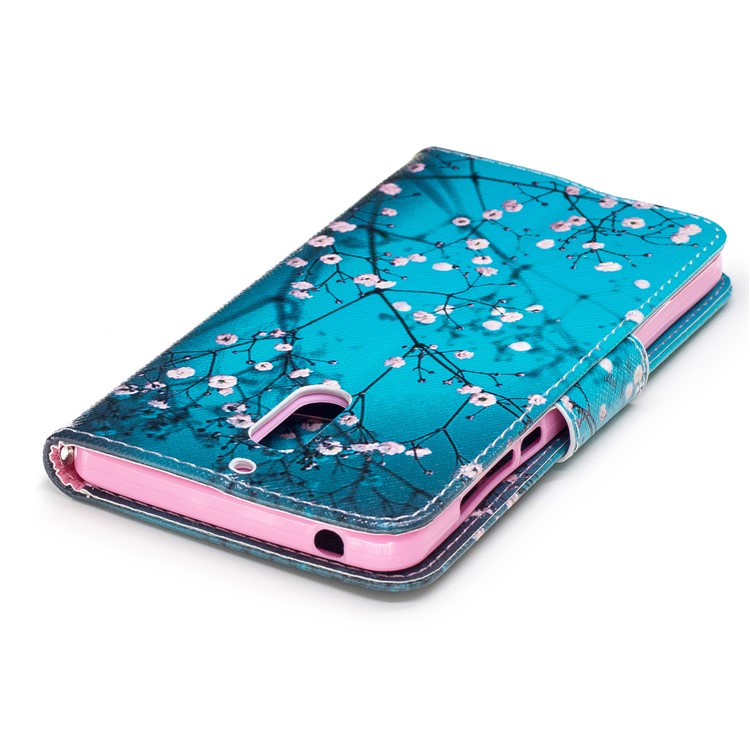 Pattern Printing Leather Card Holder Case for Nokia 6 - Tree with Flowers-7