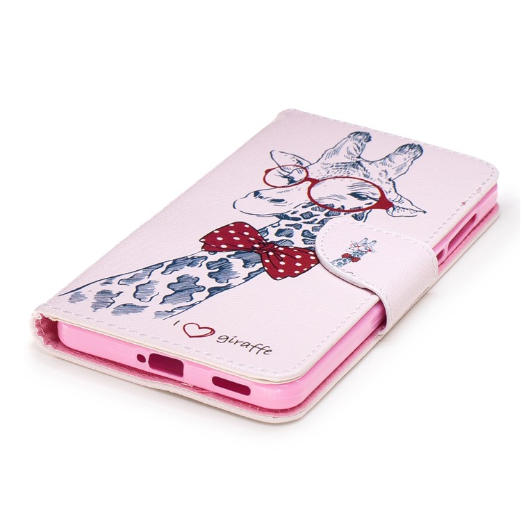 Pattern Printing Wallet Leather Stand Case for Nokia 6 - Adorable Giraffe Wearing Glasses-6