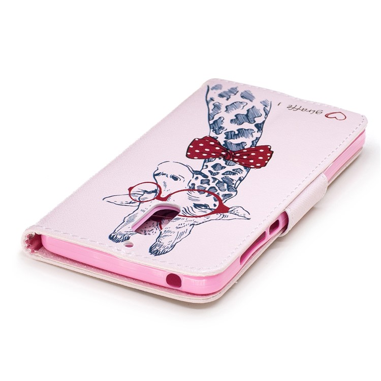 Pattern Printing Wallet Leather Stand Case for Nokia 6 - Adorable Giraffe Wearing Glasses-7