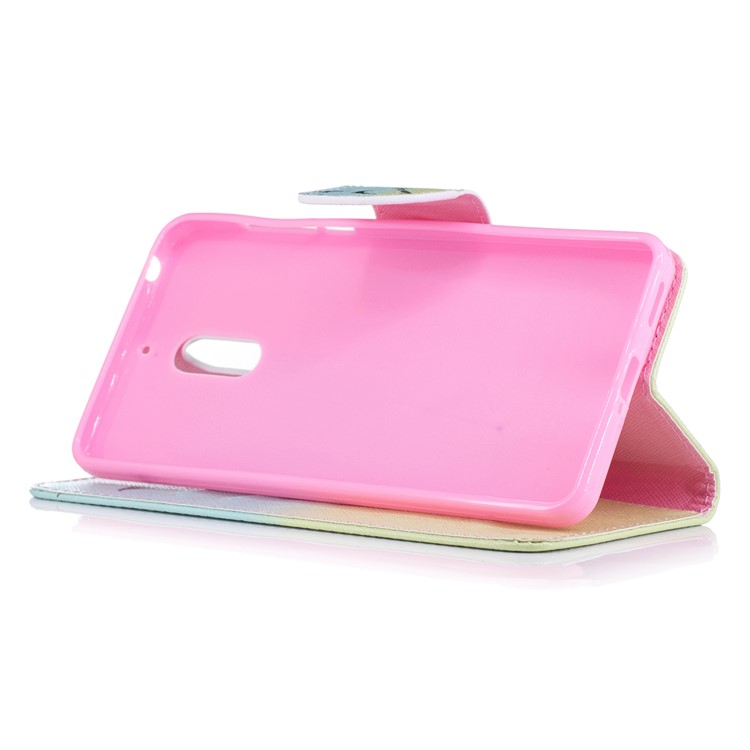 Pattern Printing Wallet Leather Stand Cover for Nokia 6 - Feather Pattern-5