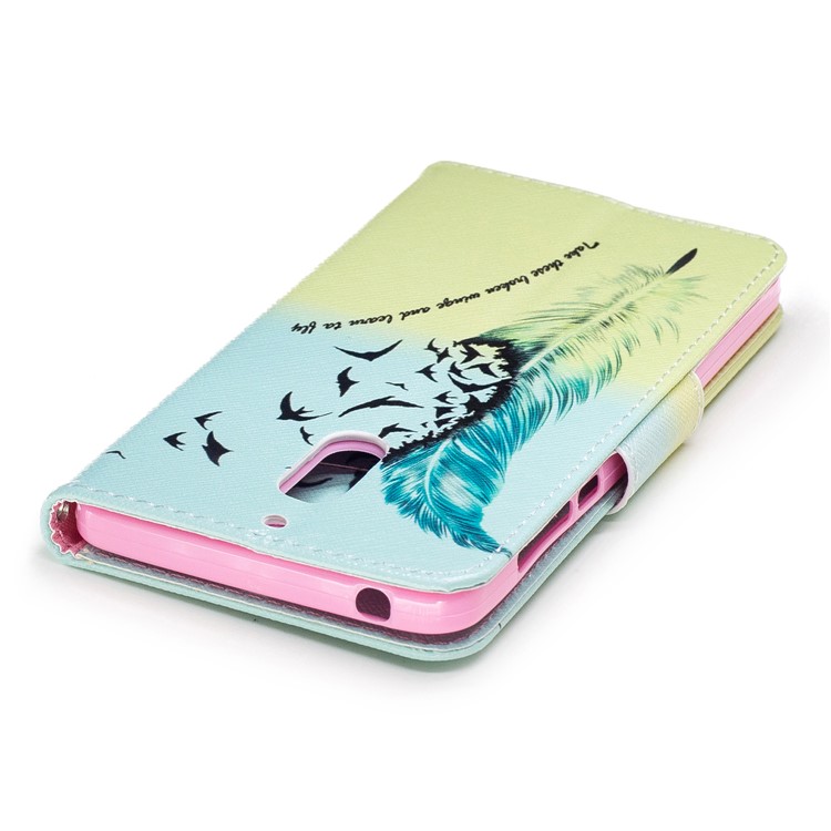 Pattern Printing Wallet Leather Stand Cover for Nokia 6 - Feather Pattern-7