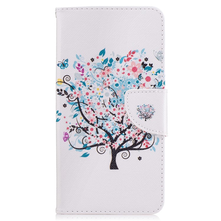 Pattern Printing Magnetic Leather Wallet Case for Nokia 6 - Colorized Tree-2