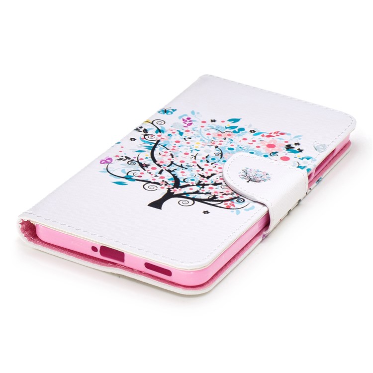 Pattern Printing Magnetic Leather Wallet Case for Nokia 6 - Colorized Tree-6