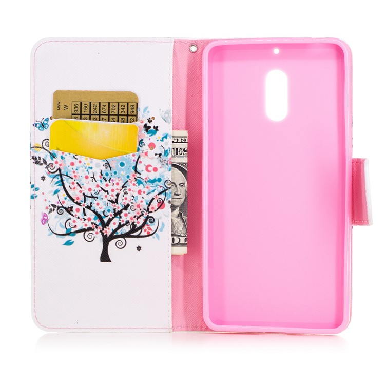 Pattern Printing Magnetic Leather Wallet Case for Nokia 6 - Colorized Tree-8