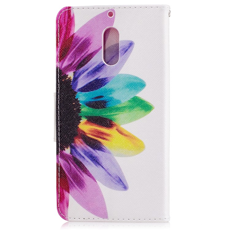 Pattern Printing PU Leather Wallet Case for Nokia 6 - Colorful Petals-3