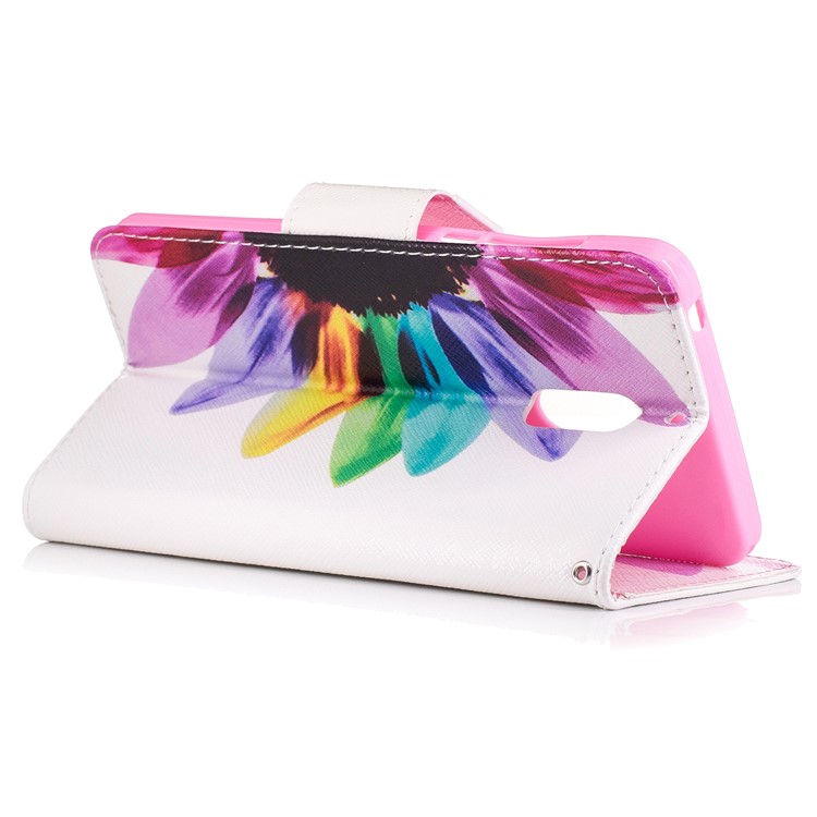 Pattern Printing PU Leather Wallet Case for Nokia 6 - Colorful Petals-4