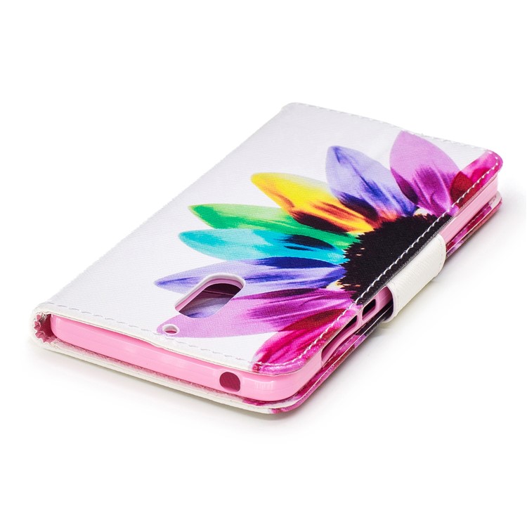 Pattern Printing PU Leather Wallet Case for Nokia 6 - Colorful Petals-7