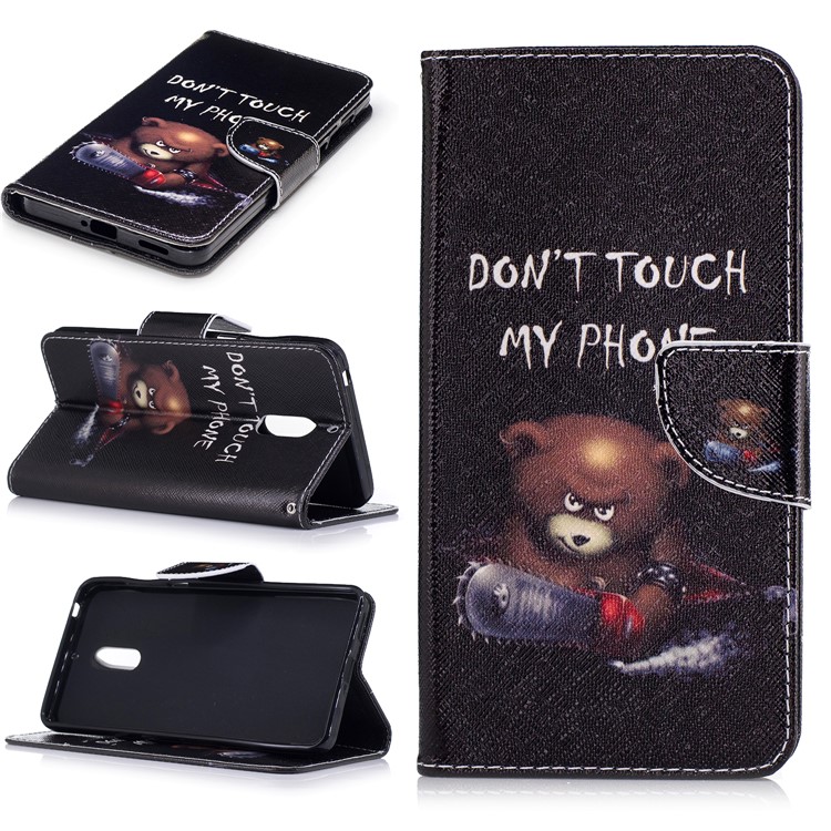 Pattern Printing Wallet Leather Protection Case for Nokia 6 - Brown Bear-1