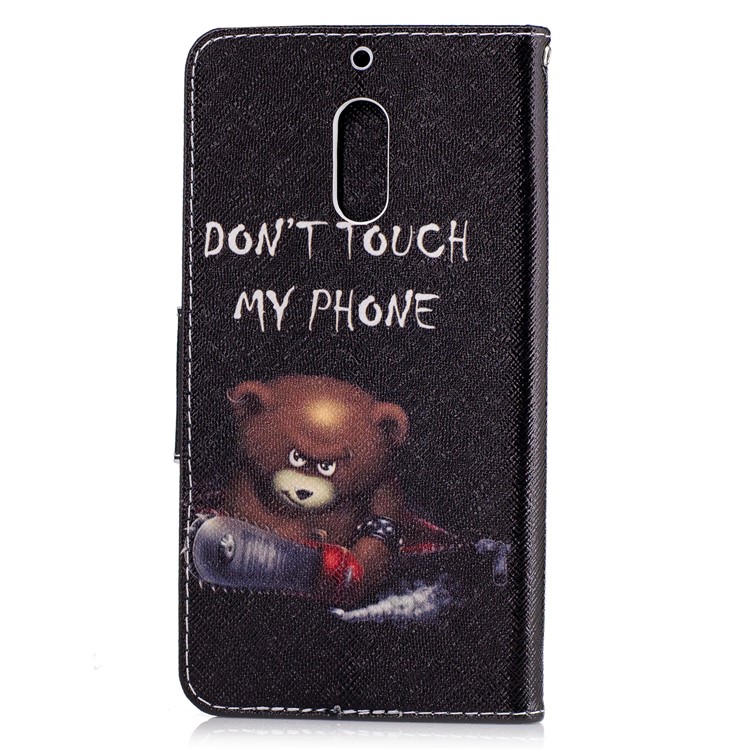 Pattern Printing Wallet Leather Protection Case for Nokia 6 - Brown Bear-3