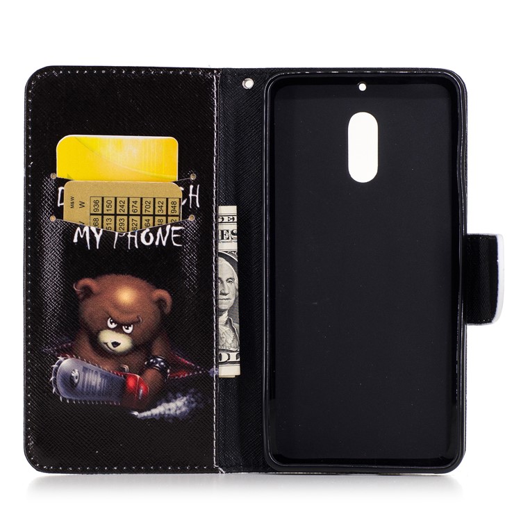 Pattern Printing Wallet Leather Protection Case for Nokia 6 - Brown Bear-8