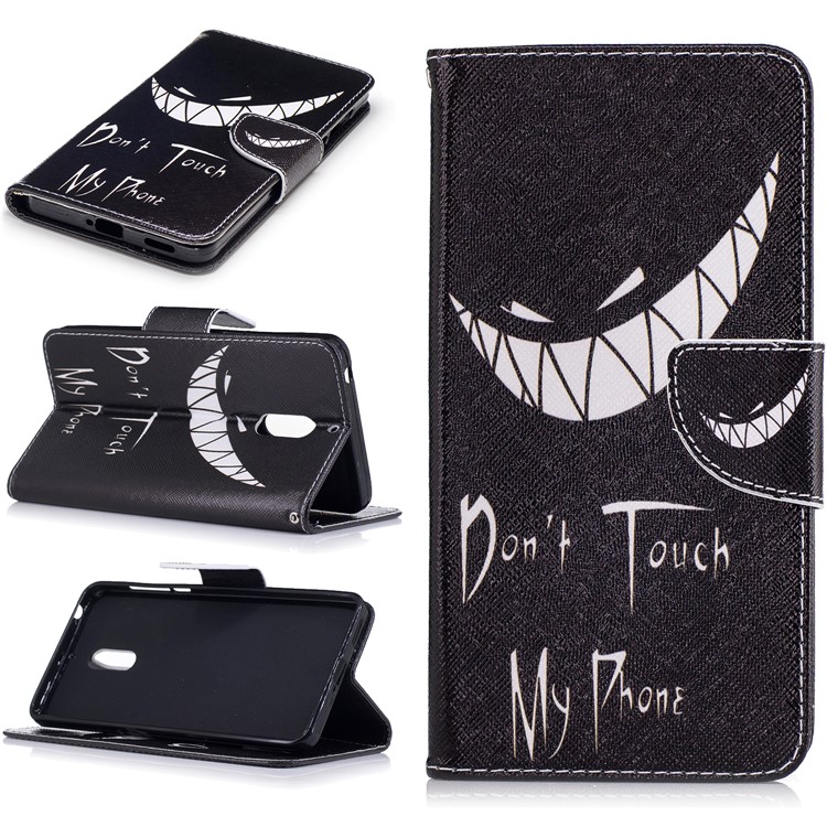 Pattern Printing Leather Stand Case with Card Slots for Nokia 6 - Do not Touch My Phone-1