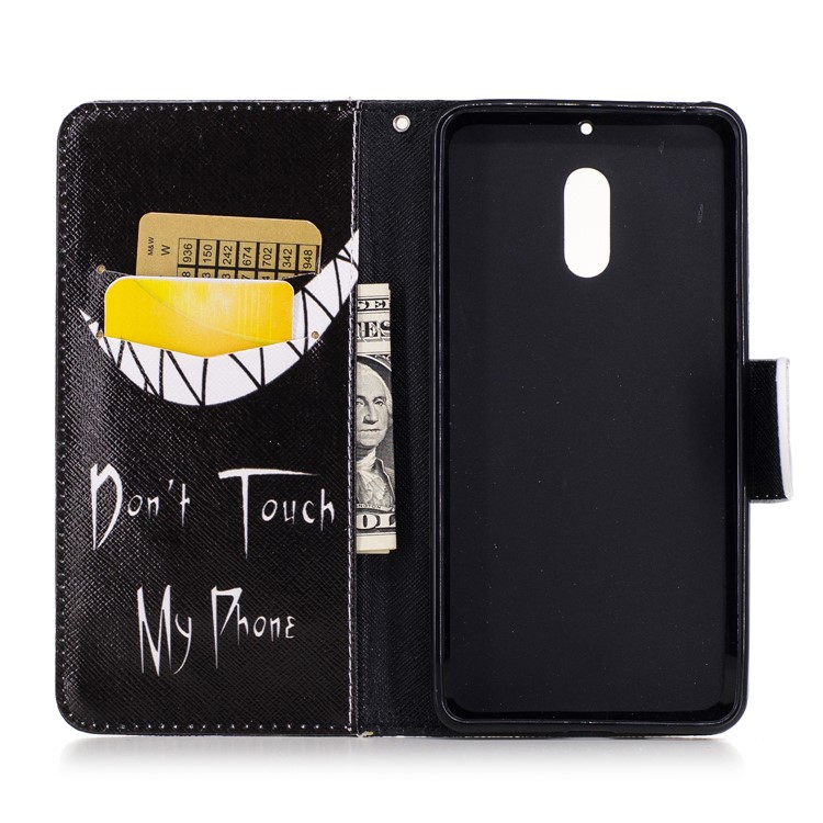 Pattern Printing Leather Stand Case with Card Slots for Nokia 6 - Do not Touch My Phone-8