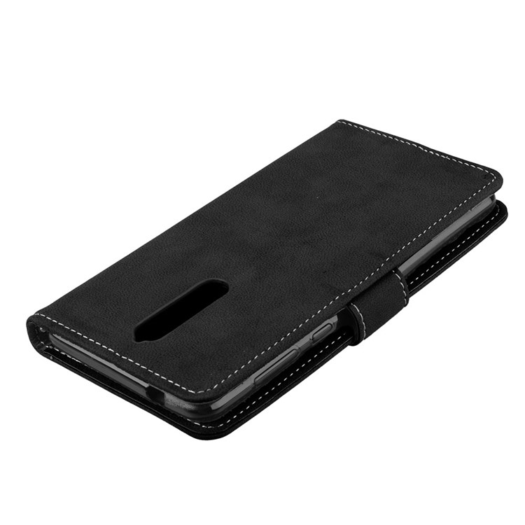 Matte Surface PU Leather 3 Card Slots Wallet Stand Phone Accessory Case for Nokia 8 - Black-12