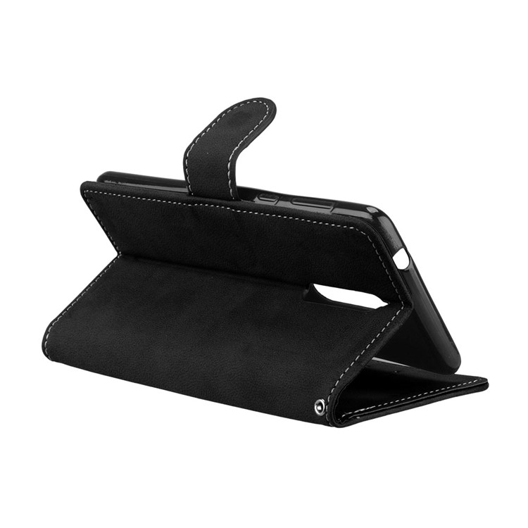 Matte Surface PU Leather 3 Card Slots Wallet Stand Phone Accessory Case for Nokia 8 - Black-14