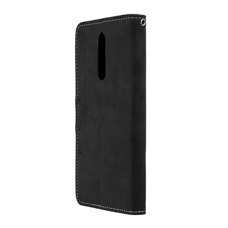 Matte Surface PU Leather 3 Card Slots Wallet Stand Phone Accessory Case for Nokia 8 - Black-8