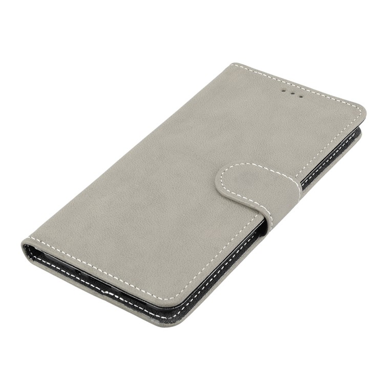 Matte Surface PU Leather 3 Card Slots Wallet Stand Phone Accessory Casing for Nokia 8 - Grey-11