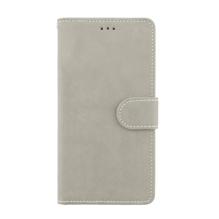 Matte Surface PU Leather 3 Card Slots Wallet Stand Phone Accessory Casing for Nokia 8 - Grey-4